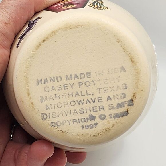 Vintage 1997 Casey Pottery Marshall Texas Stoneware Birdhouse 3 7/8" Crock Jar - Picture 3 of 4